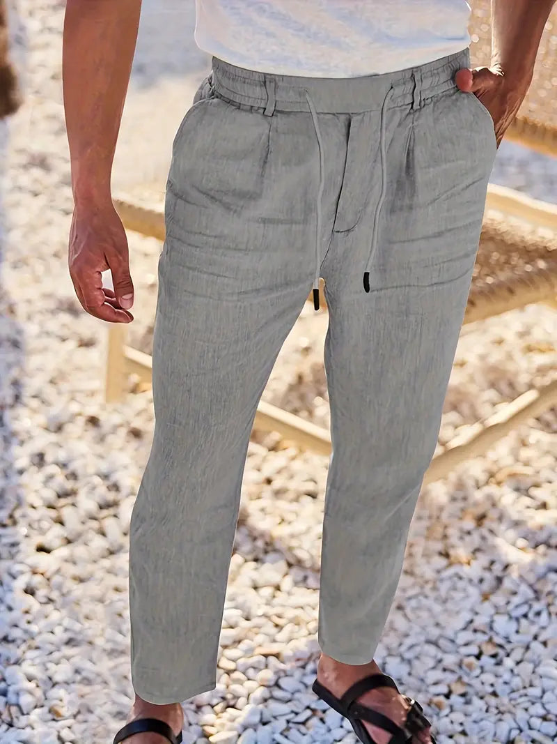 Gordon™ | WIDE LINEN PANTS WITH DRAWSTRING