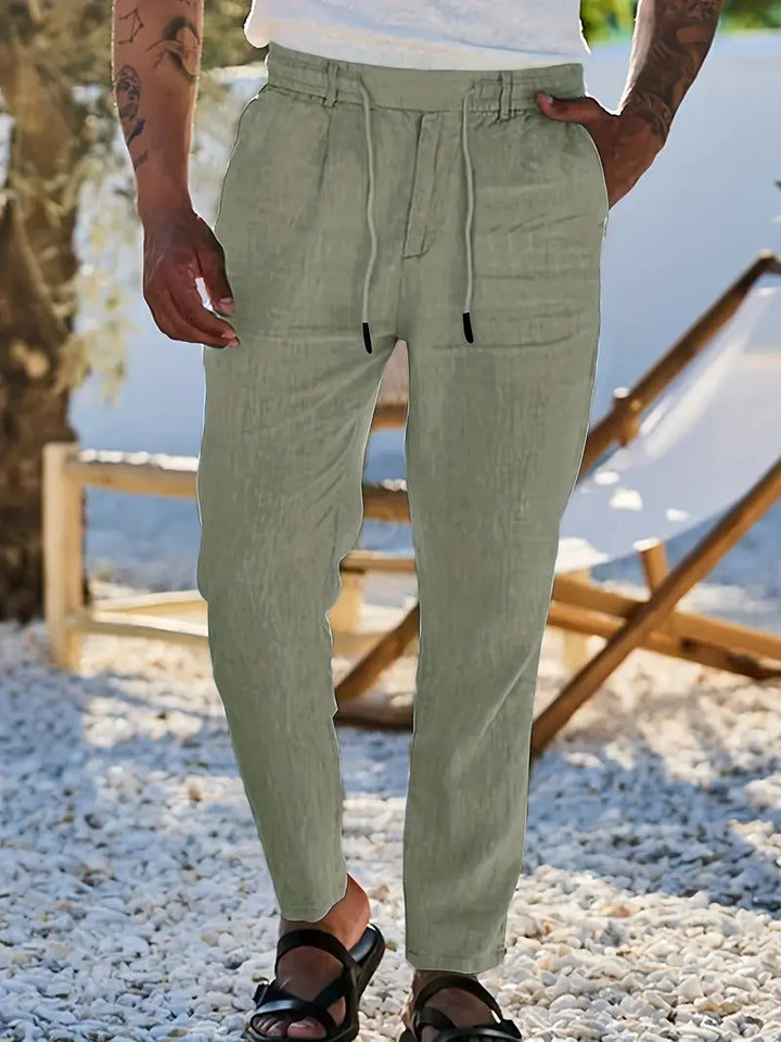 Gordon™ | WIDE LINEN PANTS WITH DRAWSTRING