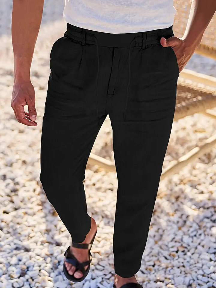 Gordon™ | WIDE LINEN PANTS WITH DRAWSTRING