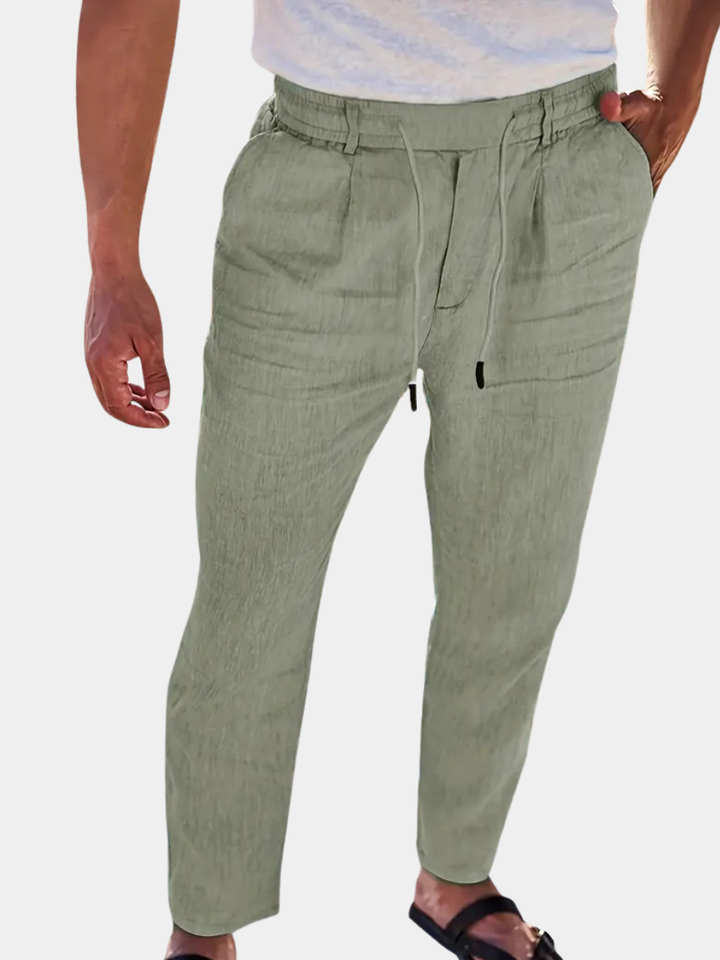 Gordon™ | WIDE LINEN PANTS WITH DRAWSTRING