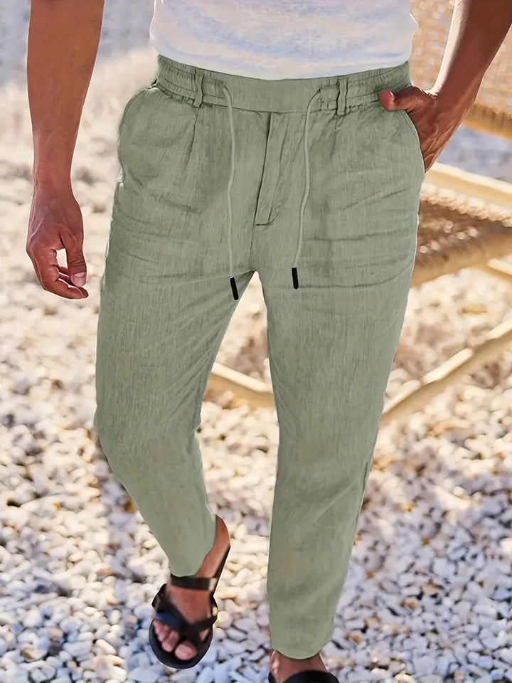 Gordon™ | WIDE LINEN PANTS WITH DRAWSTRING