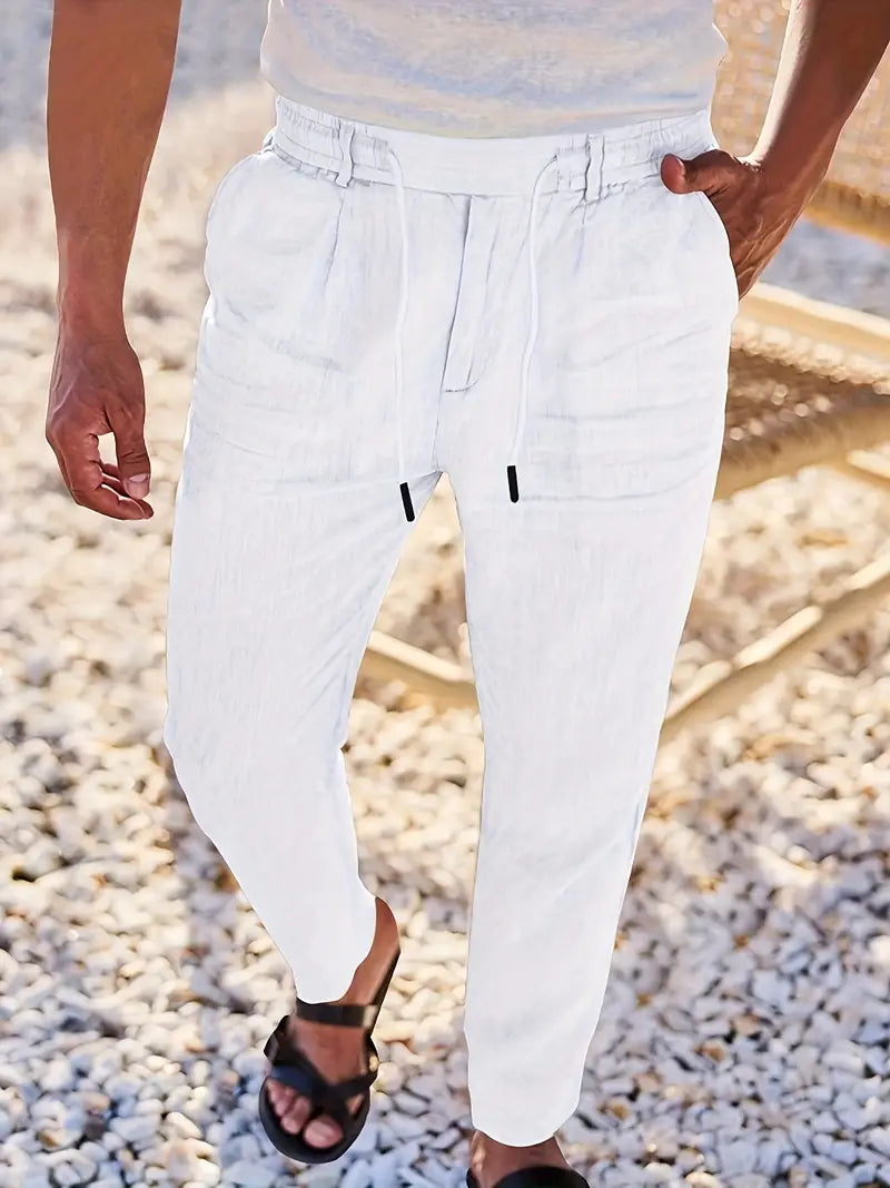 Gordon™ | WIDE LINEN PANTS WITH DRAWSTRING