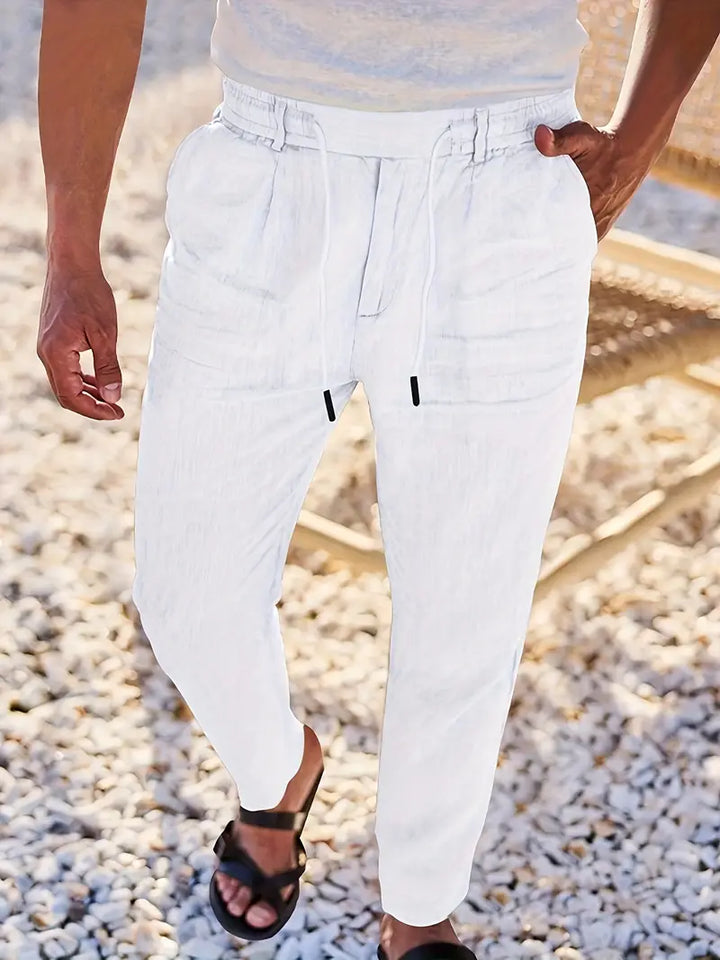 Gordon™ | WIDE LINEN PANTS WITH DRAWSTRING