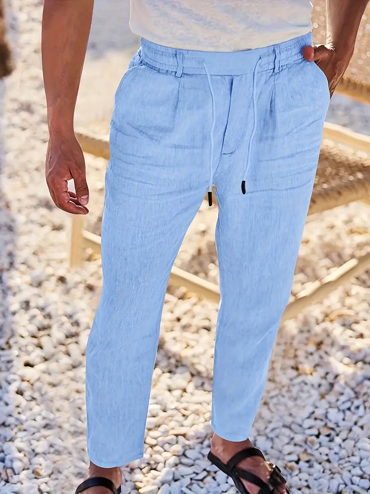 Gordon™ | WIDE LINEN PANTS WITH DRAWSTRING