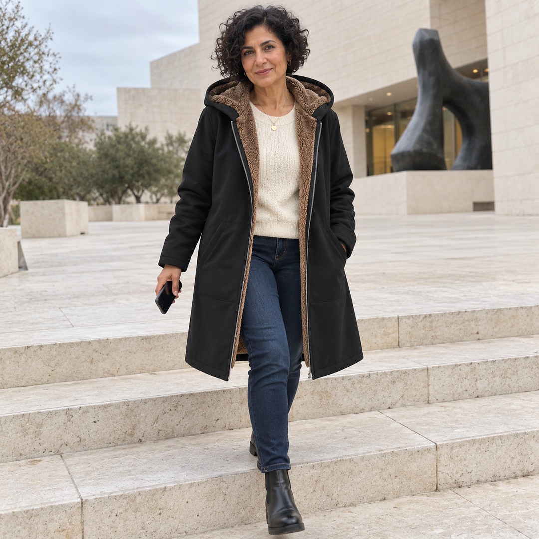 Marilyn™ | Sherpa-Lined Hooded Coat for Cosy Layering