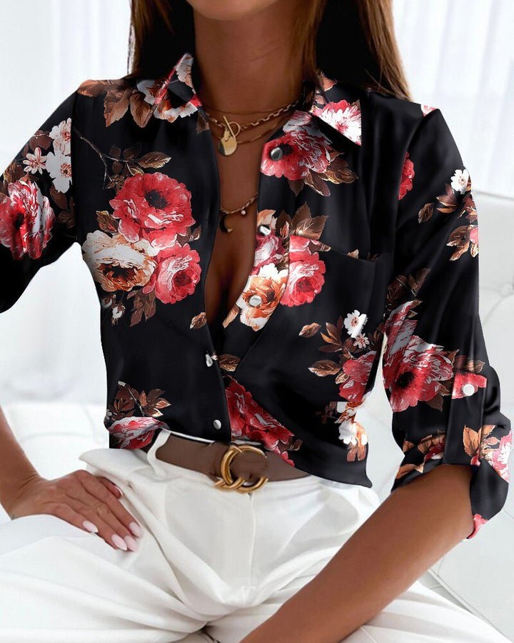 Barbara | Trendy Blouse with Long Sleeves and Button Placket