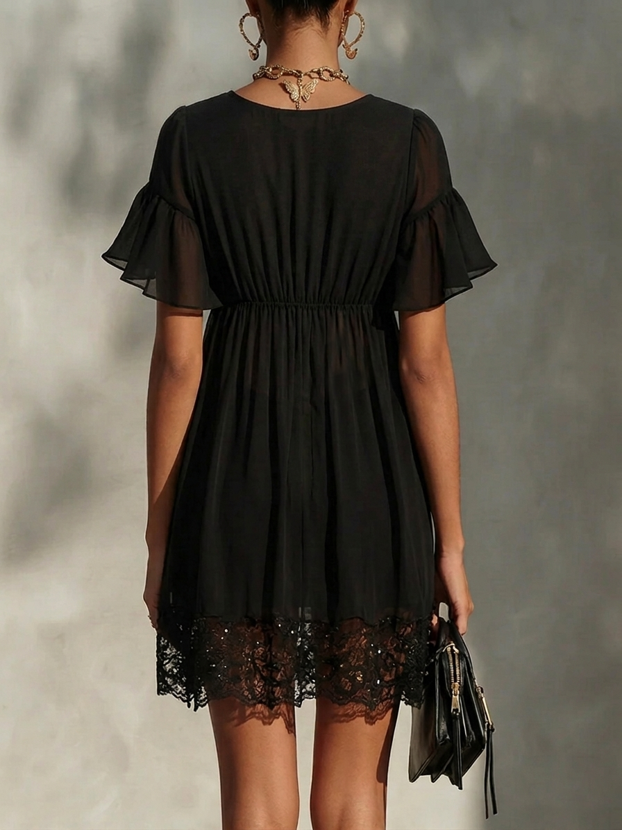 Linda™ | Zip-Front Lace Mini Dress