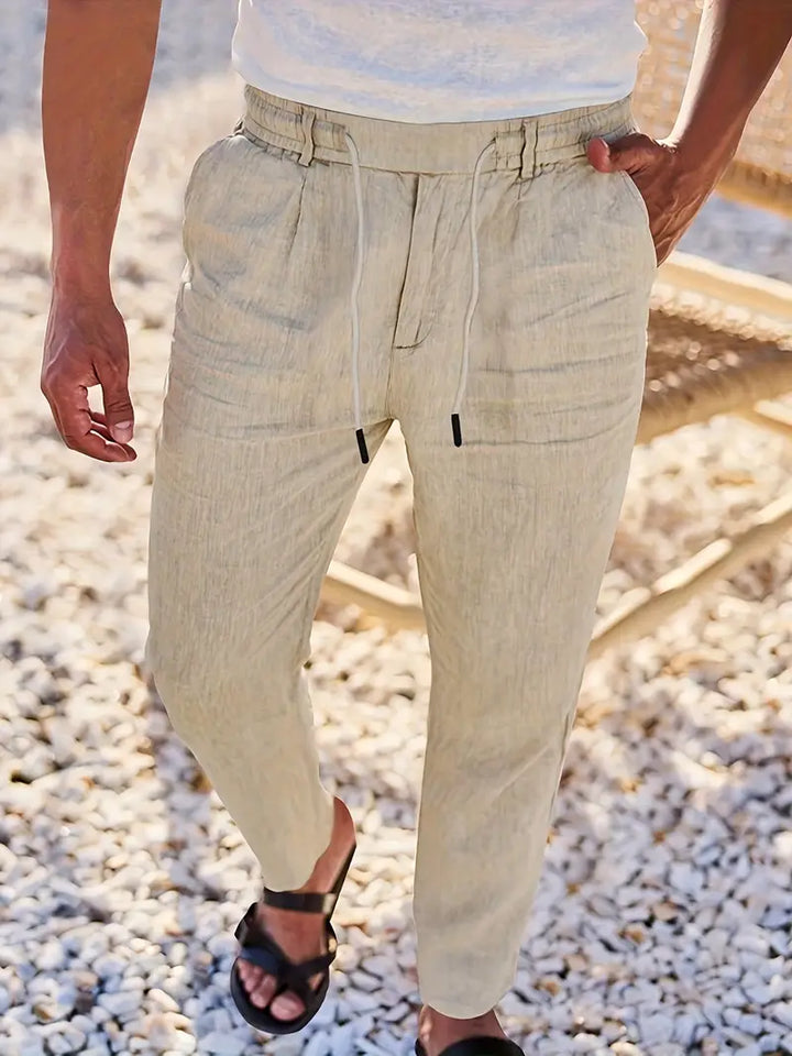 Gordon™ | WIDE LINEN PANTS WITH DRAWSTRING