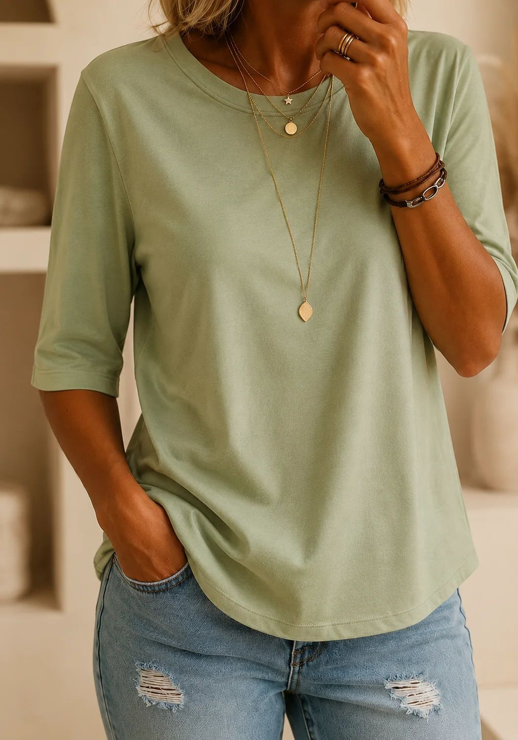Susan™ | Relaxed Everyday Half-Sleeve Tee