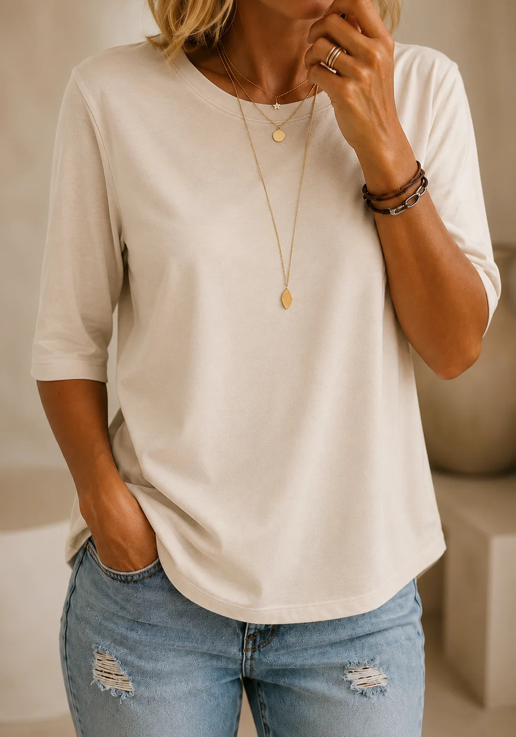 Susan™ | Relaxed Everyday Half-Sleeve Tee