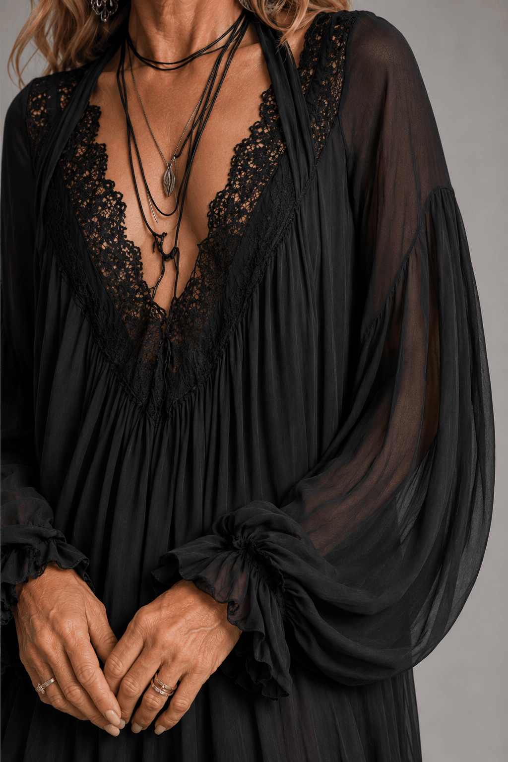 Audrey™ |  Black Chiffon Halter Mini Dress