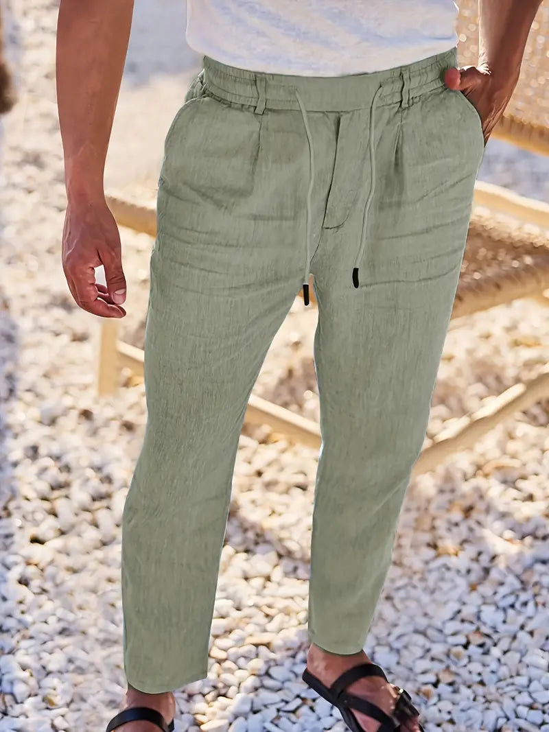 Gordon™ | WIDE LINEN PANTS WITH DRAWSTRING