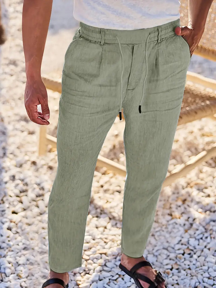 Gordon™ | WIDE LINEN PANTS WITH DRAWSTRING