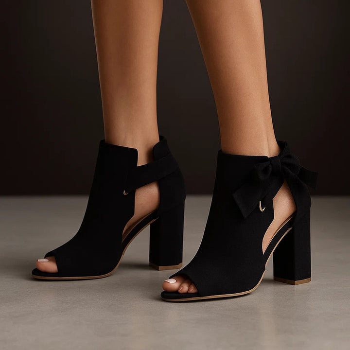 Wendy™ | Open-Toe Wide Heel Sandal with Bow - Elegant Style